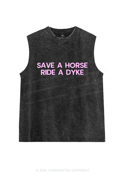 Save Horse Ride Dyke Pride Y2K Washed Muscle Tank Cherrykitten