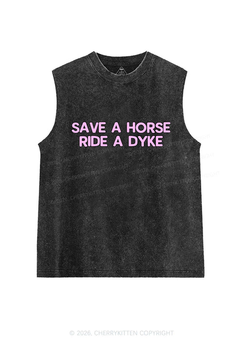 Save Horse Ride Dyke Pride Y2K Washed Muscle Tank Cherrykitten