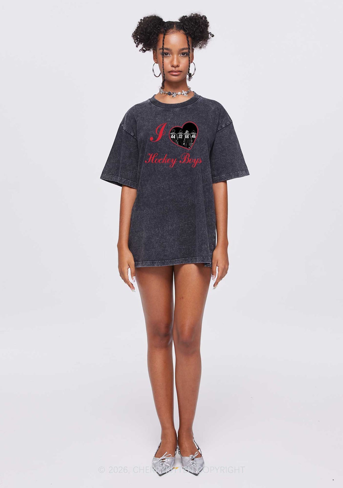 I Love Four Hockey Boys Y2K Shirts Washed Tee Cherrykitten