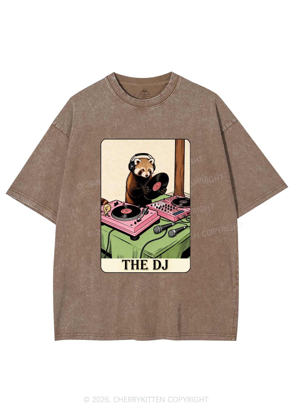The DJ Raccoon Y2K Shirts Washed Tee Cherrykitten