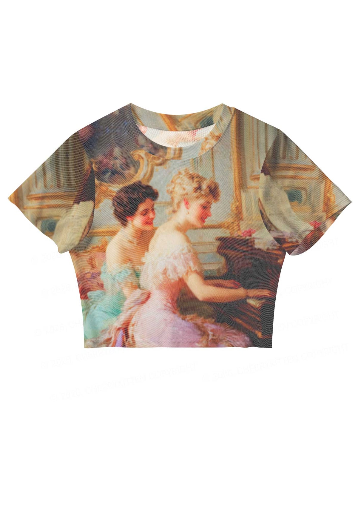 Elegant Piano Room Pride Y2K Mesh Crop Top Cherrykitten