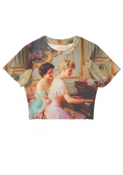 Elegant Piano Room Pride Y2K Mesh Crop Top Cherrykitten