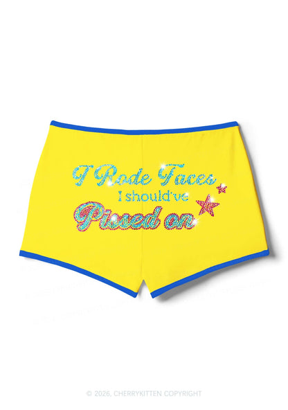 Rhinestone I Rode Faces Y2K Booty Shorts Cherrykitten
