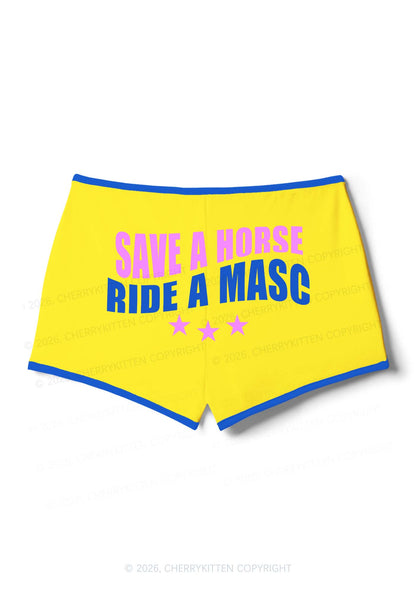 Save Horse Ride Masc Pride Y2K Booty Shorts Cherrykitten