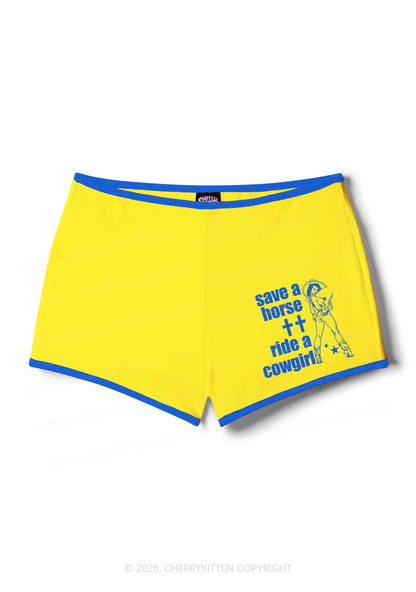 Save Horse Ride Cowgirl Pride Y2K Booty Shorts Cherrykitten
