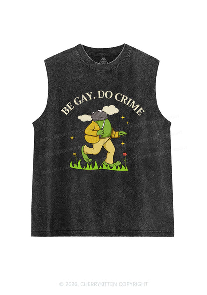 Be Gay Do Crime Frog Pride Y2K Washed Muscle Tank Cherrykitten