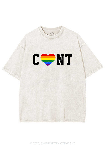 Rainbow Heart Cxxt Pride Y2K Shirts Washed Tee Cherrykitten