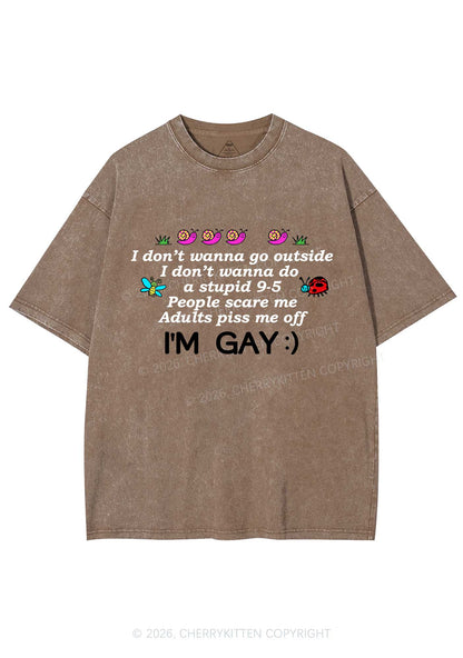 People Scare Me Im Gay Pride Y2K Shirts Washed Tee Cherrykitten