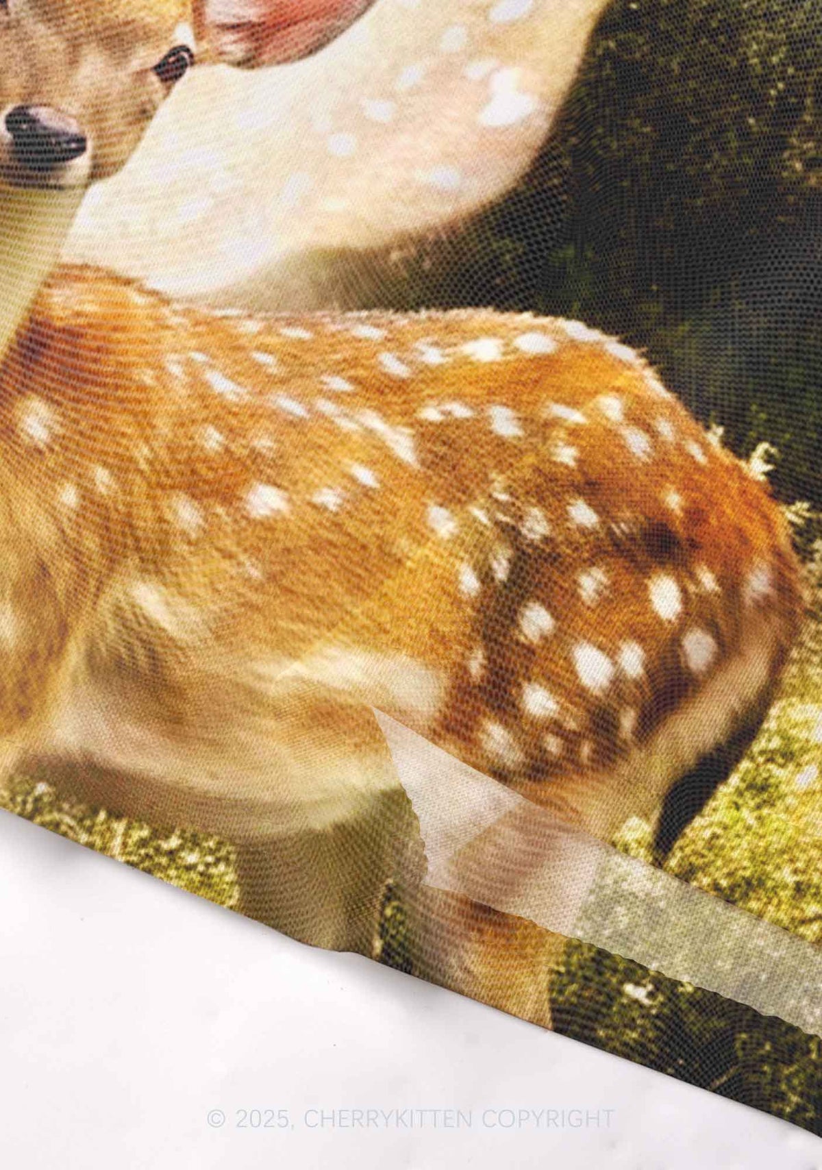 Forest Deer Y2K Mesh Crop Top Cherrykitten