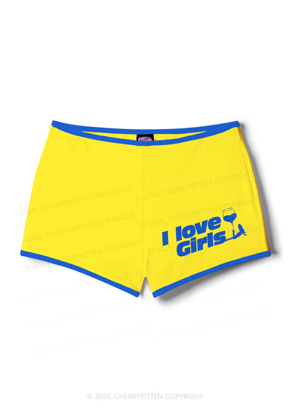 I Love Girls Wine Glass Pride Y2K Booty Shorts Cherrykitten