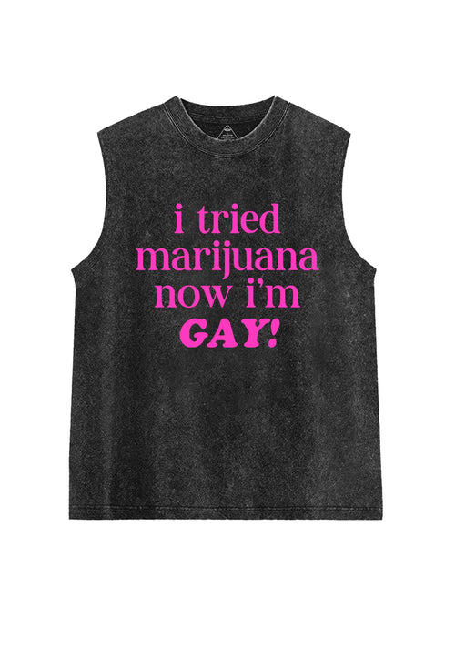 Now Im Gay Pride Y2K Washed Muscle Tank Cherrykitten