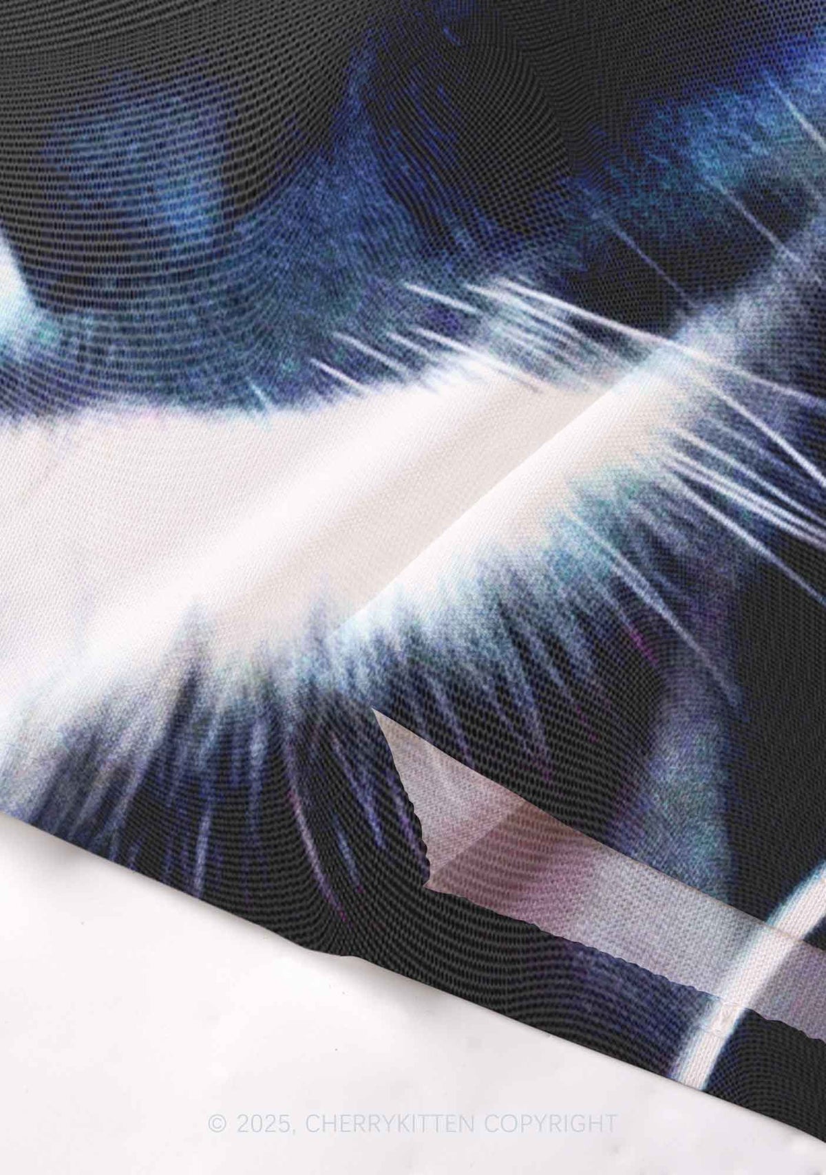 Odd Eyed Cat Y2K Mesh Crop Top Cherrykitten