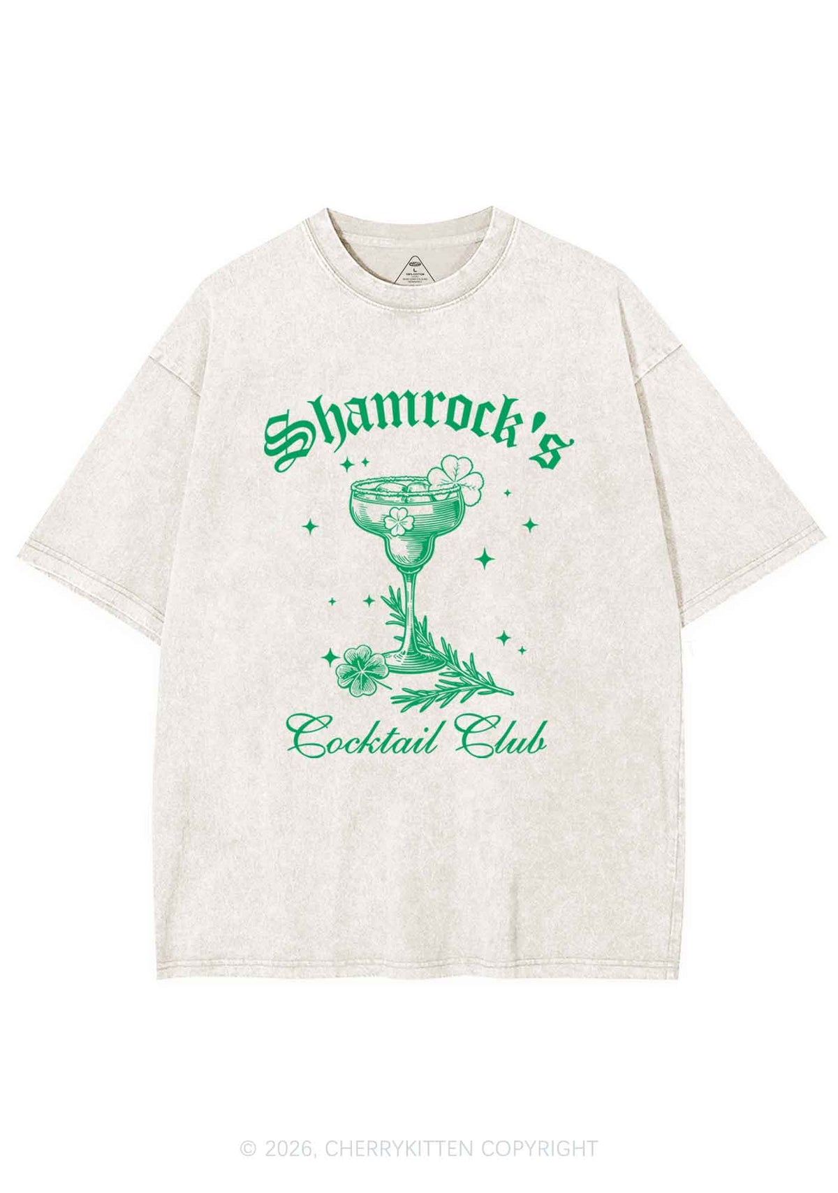 Shamrocks Coctail Club St Patricks Y2K Shirts Washed Tee Cherrykitten