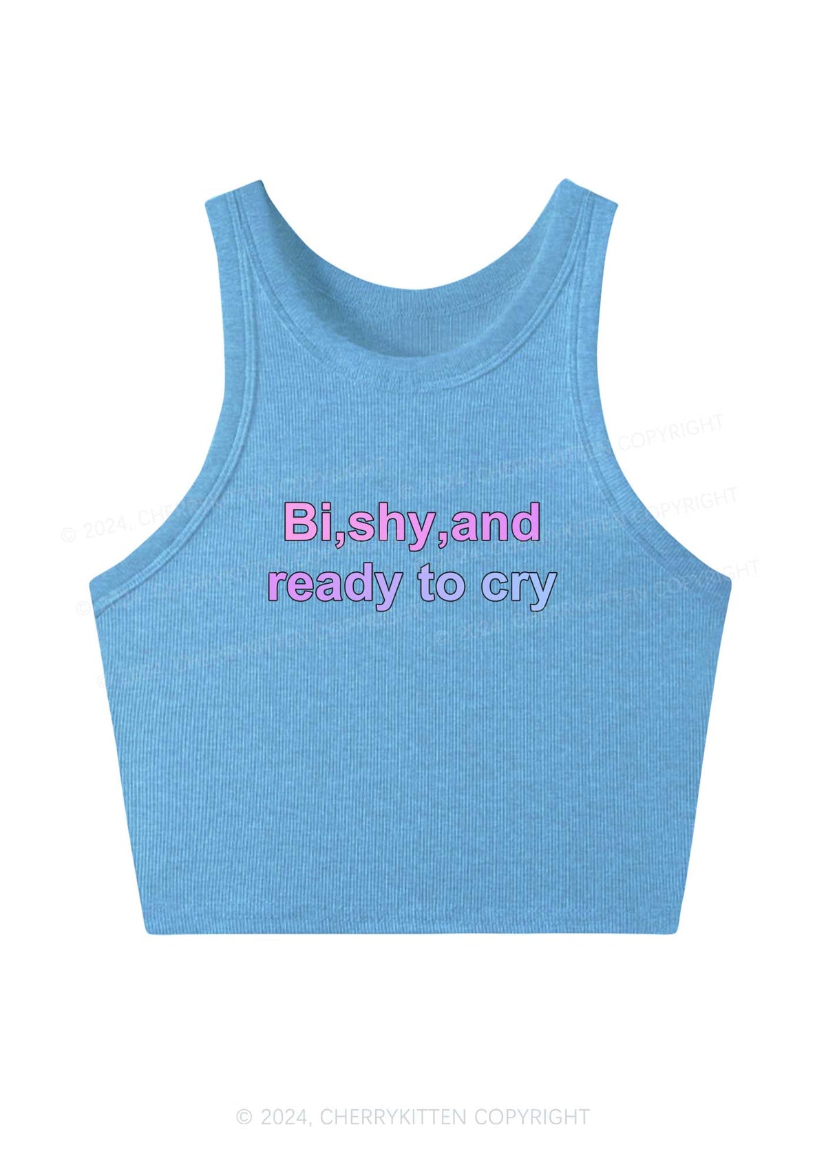Bi Shy And Ready To Cry Y2K Crop Tank Top Cherrykitten