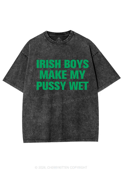 Irish Boys Make My Puxxy Wet St Patricks Y2K Shirts Washed Tee Cherrykitten