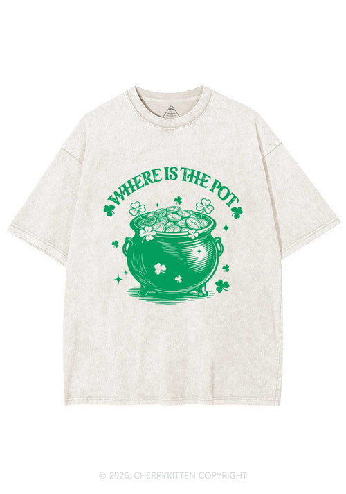 Where Is The Pot St Patricks Y2K Shirts Washed Tee Cherrykitten