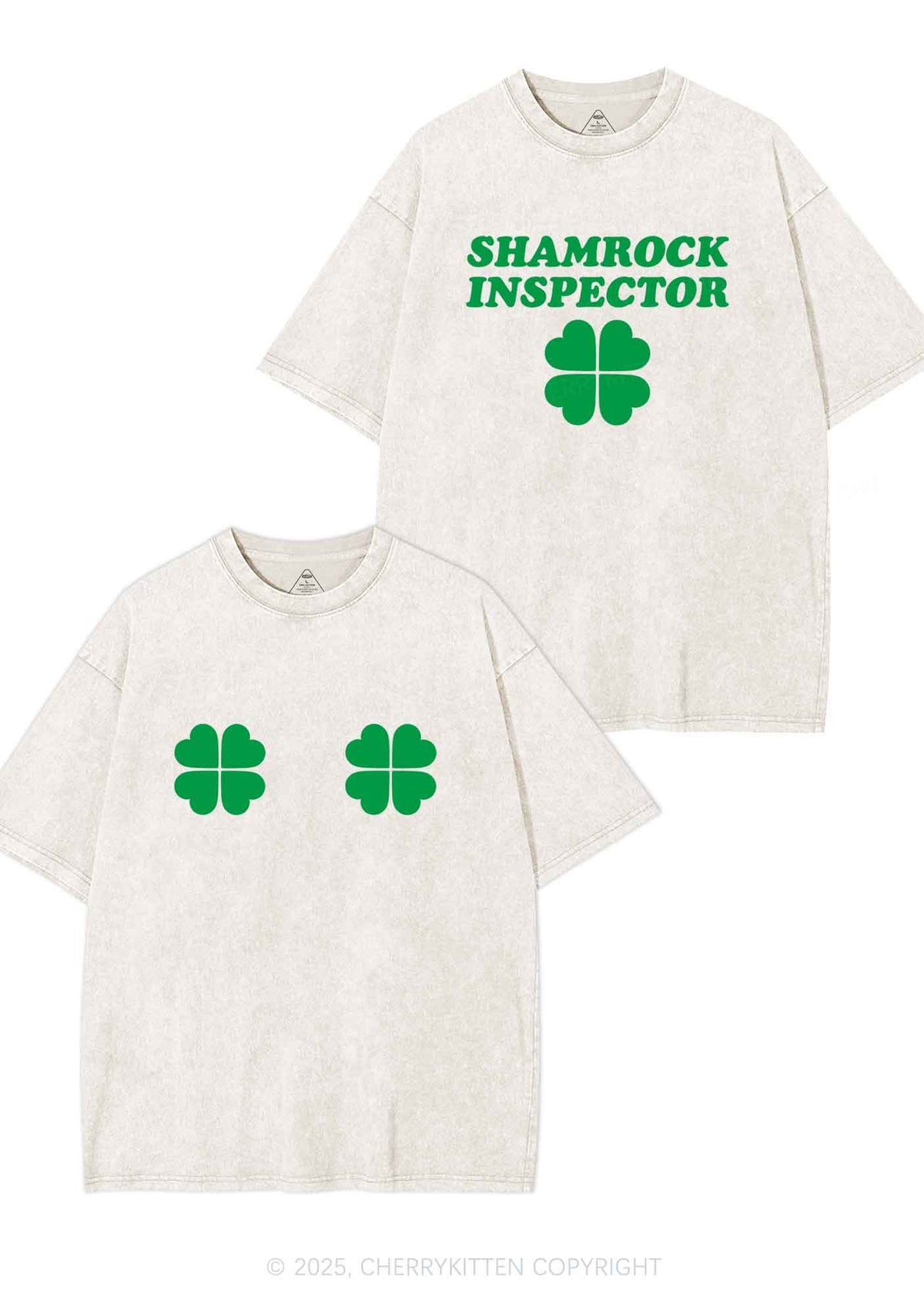 Shamrock Inspector Two Sides St Patricks Y2K Shirts Washed Tee Cherrykitten
