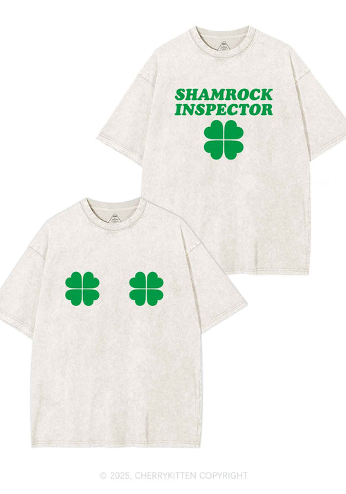 Shamrock Inspector Two Sides St Patricks Y2K Shirts Washed Tee Cherrykitten