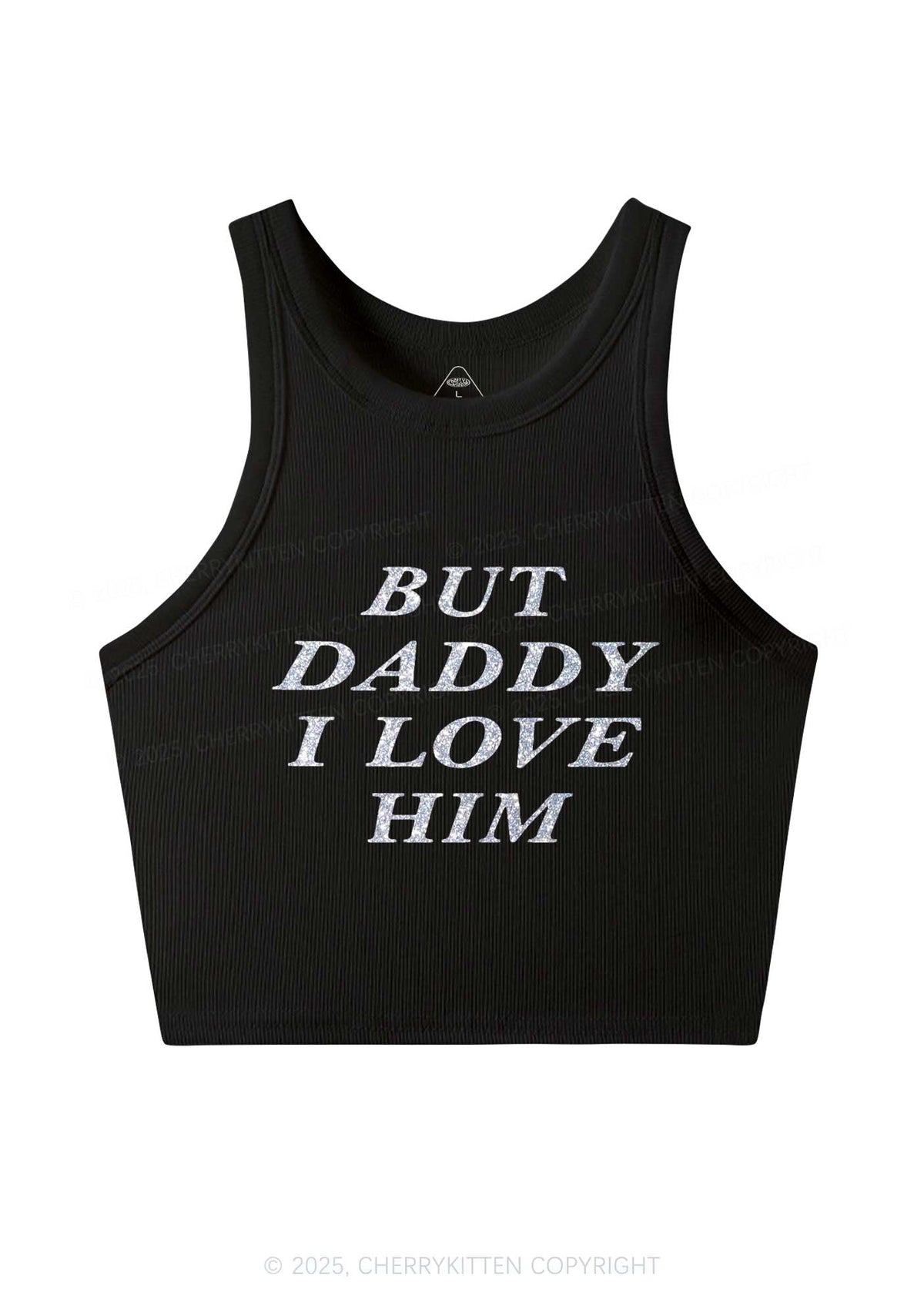 Glitter But Daddy I Love Him Y2K Crop Tank Top Cherrykitten