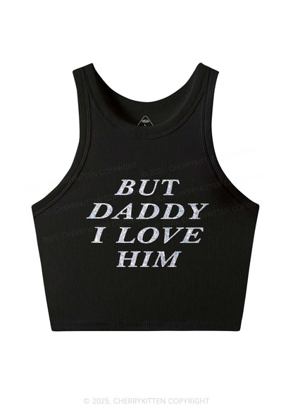 Glitter But Daddy I Love Him Y2K Crop Tank Top Cherrykitten