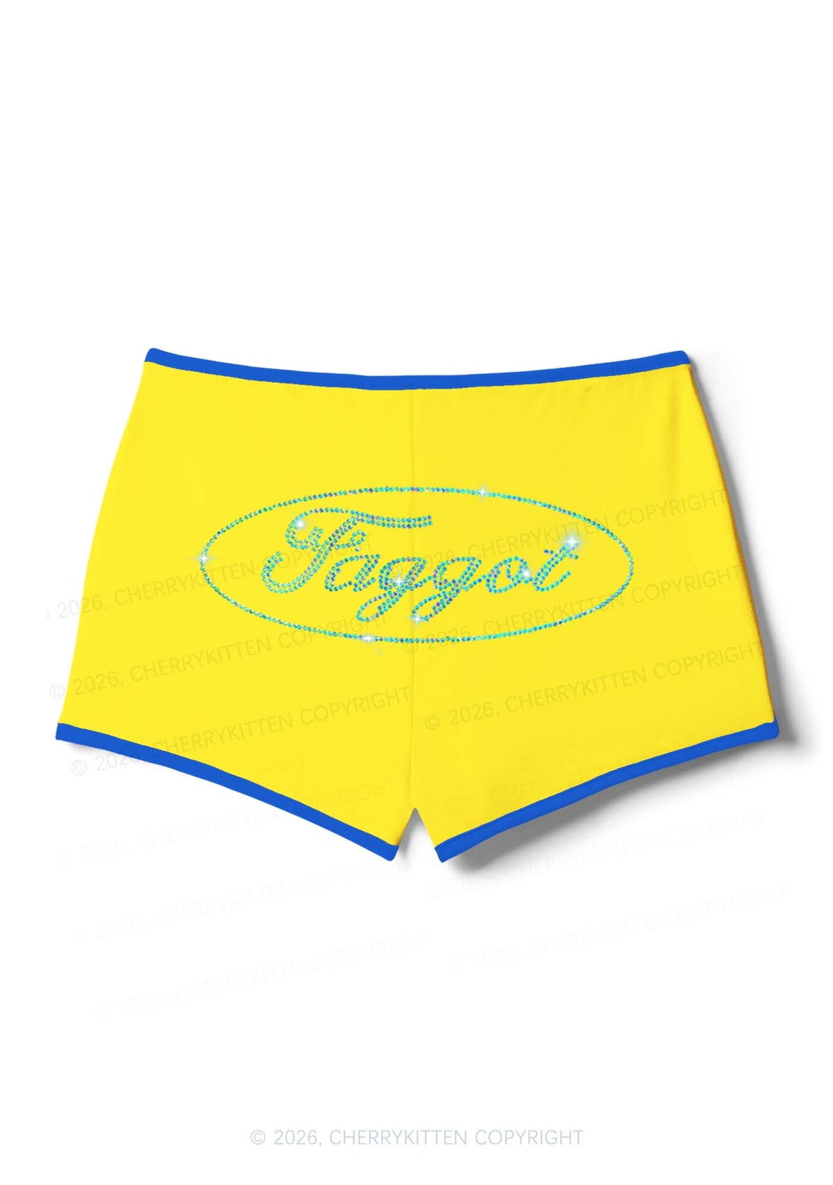 Rhinestone Oval Faggot Pride Y2K Booty Shorts Cherrykitten