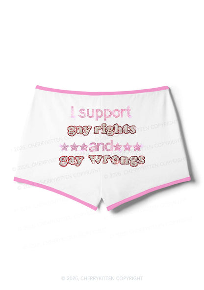 Rhinestone I Support Gay Rights Y2K Booty Shorts Cherrykitten