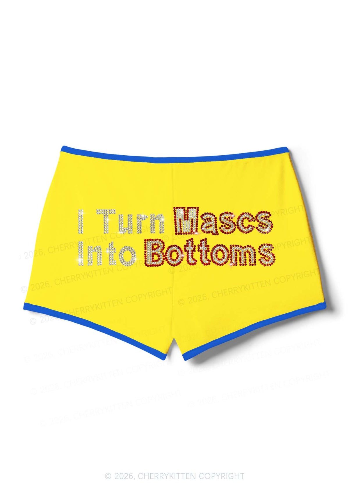 Rhinestone I Turn Mascs Into Bottoms Y2K Booty Shorts Cherrykitten