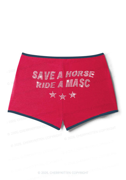 Rhinestone Ride A Masc Pride Y2K Booty Shorts Cherrykitten