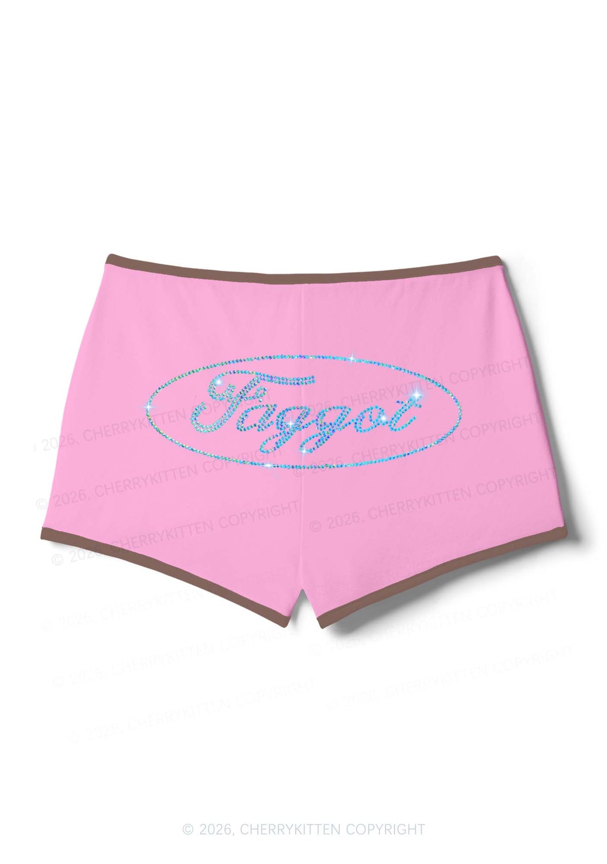 Rhinestone Oval Faggot Pride Y2K Booty Shorts Cherrykitten