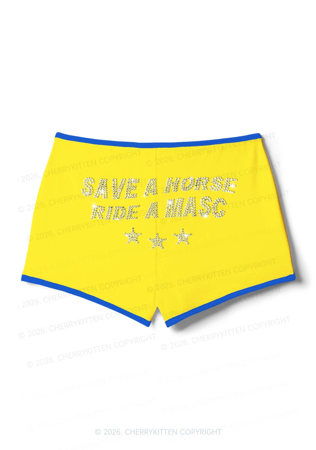 Rhinestone Ride A Masc Pride Y2K Booty Shorts Cherrykitten