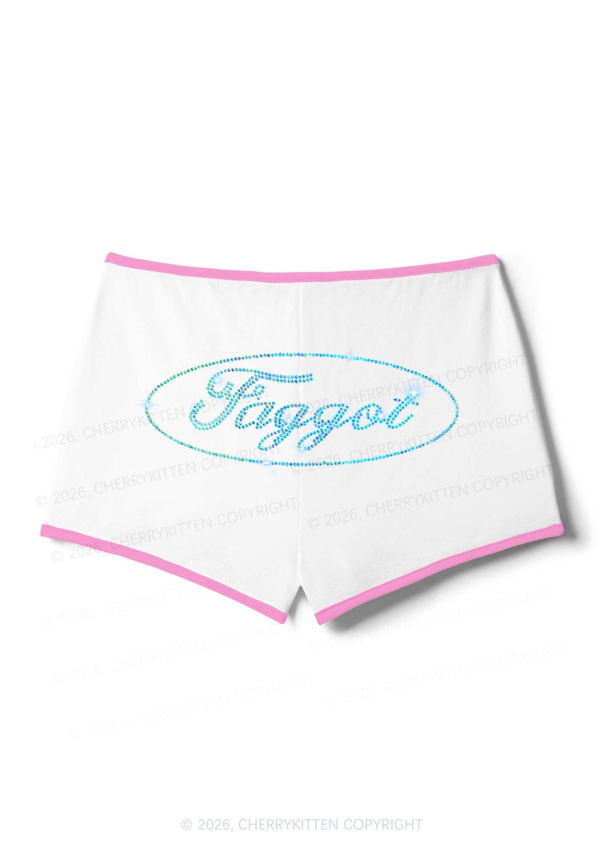 Rhinestone Oval Faggot Pride Y2K Booty Shorts Cherrykitten