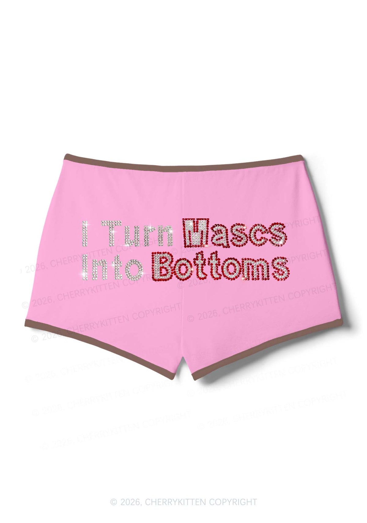 Rhinestone I Turn Mascs Into Bottoms Y2K Booty Shorts Cherrykitten