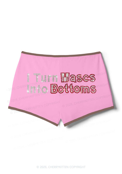 Rhinestone I Turn Mascs Into Bottoms Y2K Booty Shorts Cherrykitten