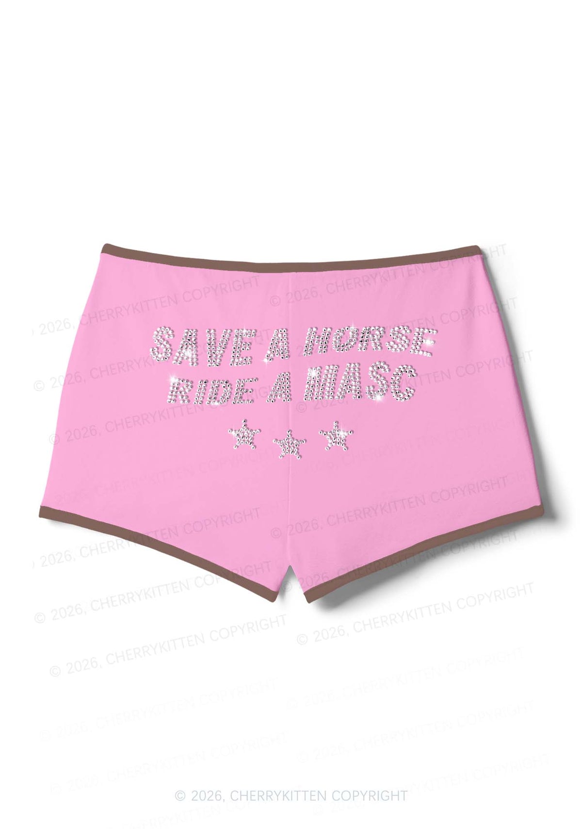 Rhinestone Ride A Masc Pride Y2K Booty Shorts Cherrykitten