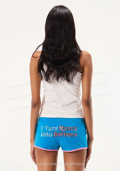 Rhinestone I Turn Mascs Into Bottoms Y2K Booty Shorts Cherrykitten