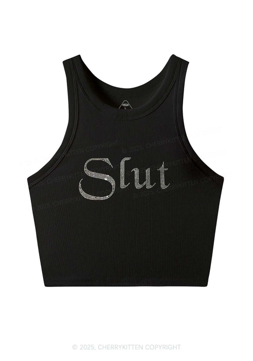 Rhinestone Slxt Y2K Crop Tank Top Cherrykitten