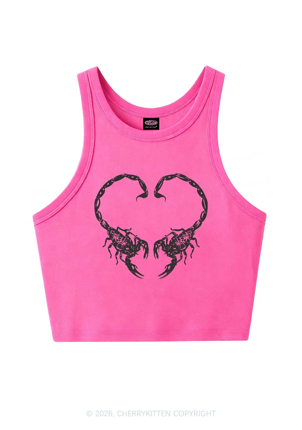 Skull Scorpion Heart Y2K Crop Tank Top Cherrykitten