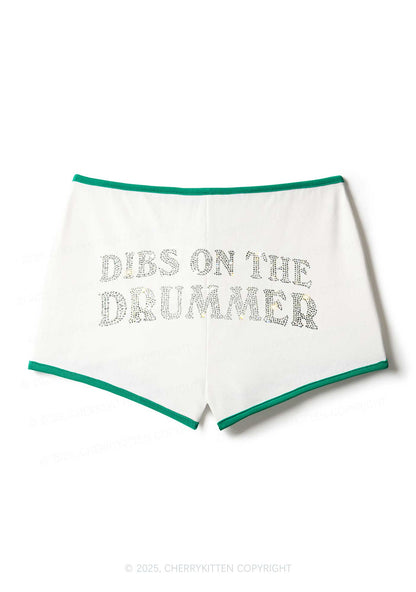 Rhinestone Dibs On The Drummer Y2K Booty Shorts Cherrykitten