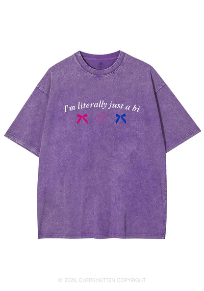 Im Literally Just A Bi Pride Y2K Shirts Washed Tee Cherrykitten