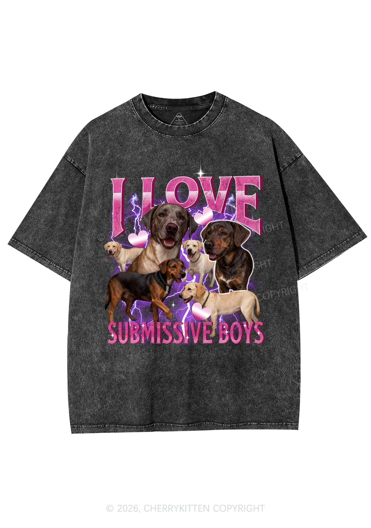 I Love S Dogs Y2K Shirts Washed Tee Cherrykitten