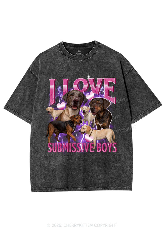 I Love S Dogs Y2K Shirts Washed Tee Cherrykitten