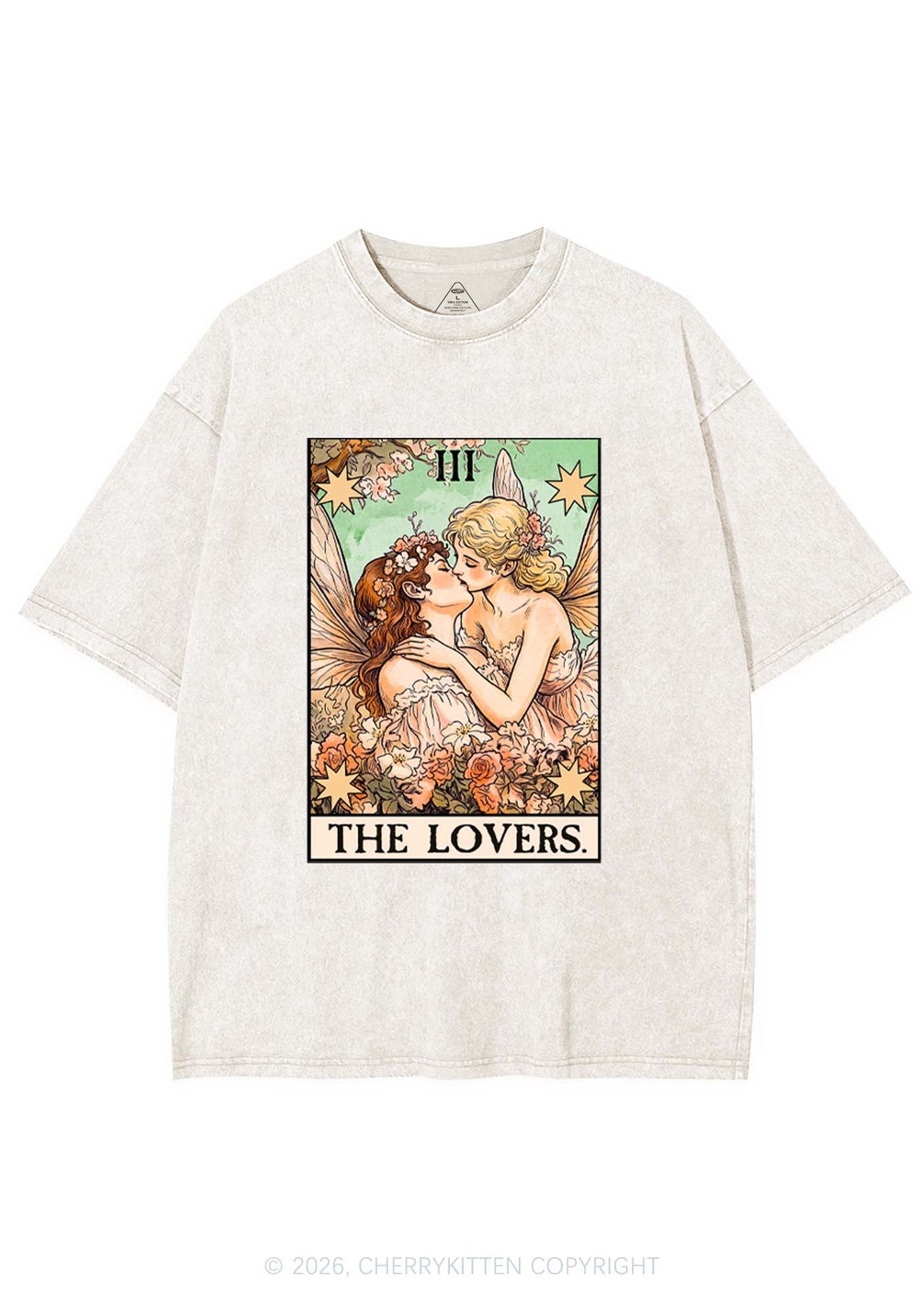 Fairykiss Lovers Tarot Pride Y2K Shirts Washed Tee Cherrykitten