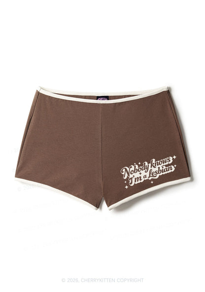 Nobody Knows Im A Lesbian Pride Y2K Booty Shorts Cherrykitten