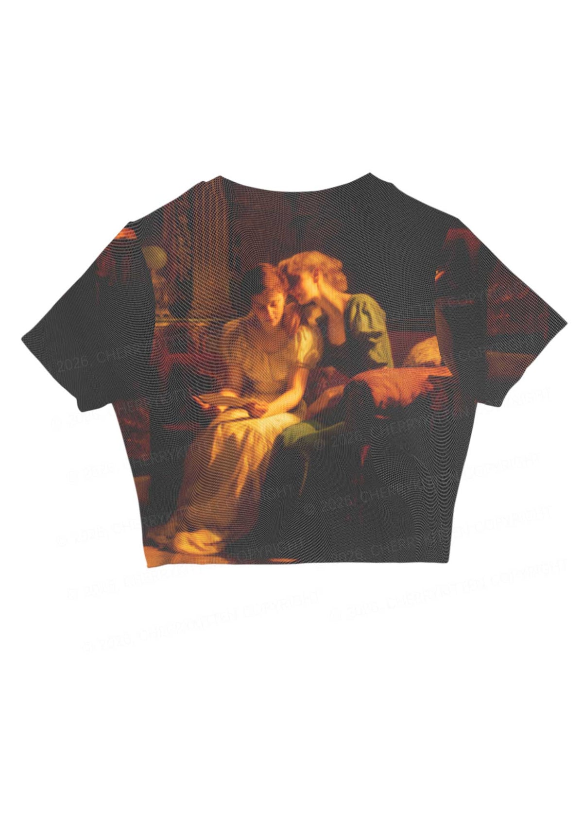 Two Women Reading Letter Pride Y2K Mesh Crop Top Cherrykitten