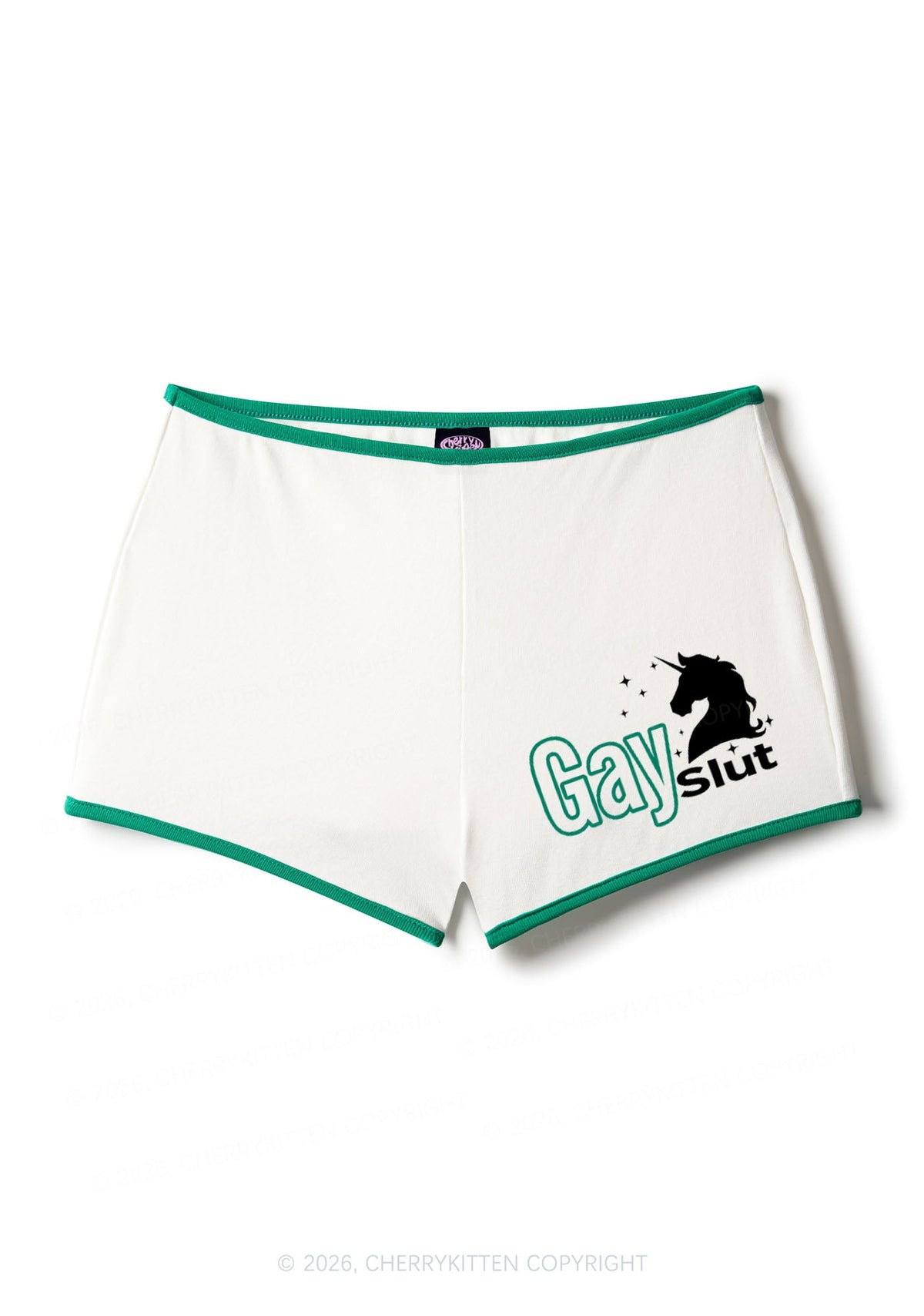 Gay Slxt Unicorn Pride Y2K Booty Shorts Cherrykitten