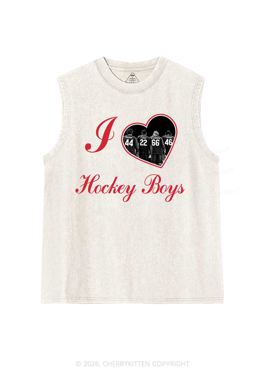 I Love Four Hockey Boys Y2K Washed Muscle Tank Cherrykitten