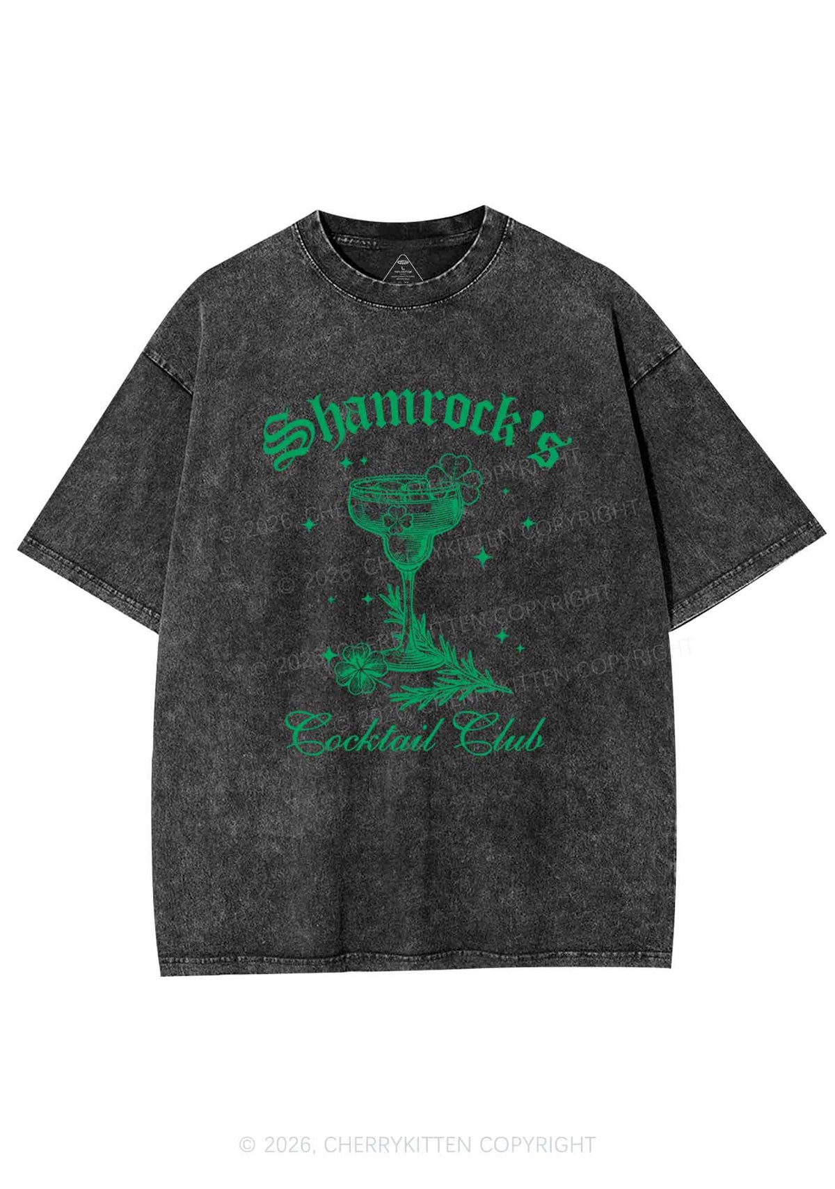 Shamrocks Coctail Club St Patricks Y2K Shirts Washed Tee Cherrykitten