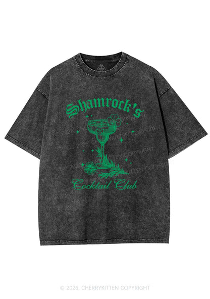 Shamrocks Coctail Club St Patricks Y2K Shirts Washed Tee Cherrykitten