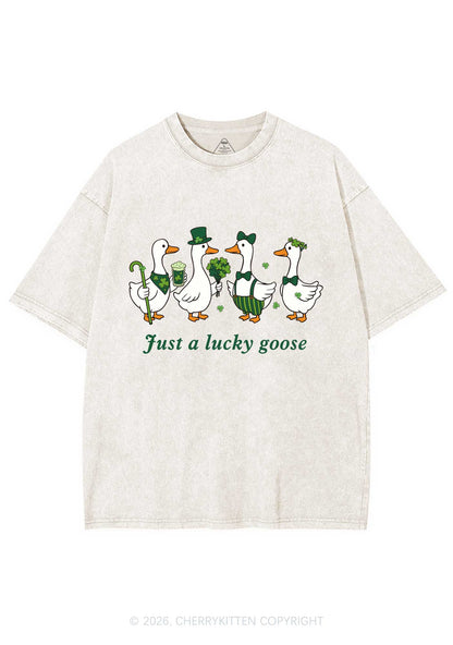Just A Lucky Goose St Patricks Y2K Shirts Washed Tee Cherrykitten