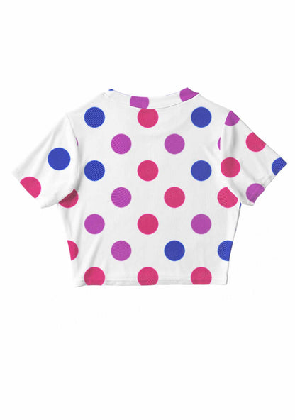 Bisexual Dots On White Pride Y2K Mesh Crop Top Cherrykitten